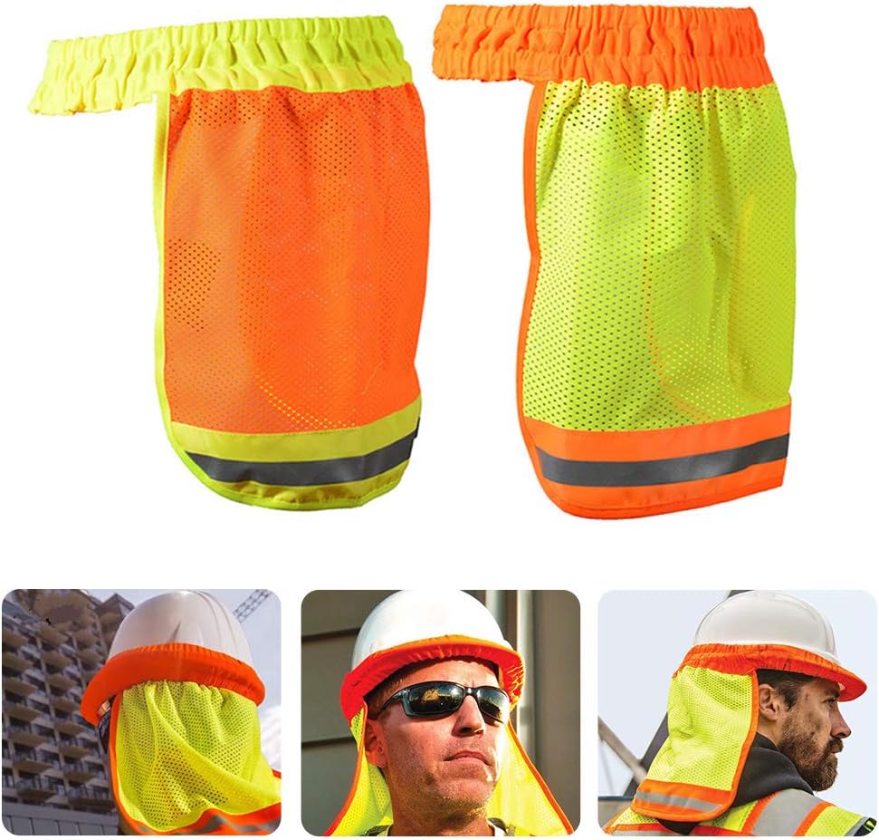 Casco de Seguridad Casco Cuello Máscara Cubierta Protector Solar Rayas Reflectantes Neón Alta Visibilidad Malla elástica Transpirable