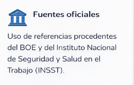 Fuentes oficiales BOE, NTP, y INSST