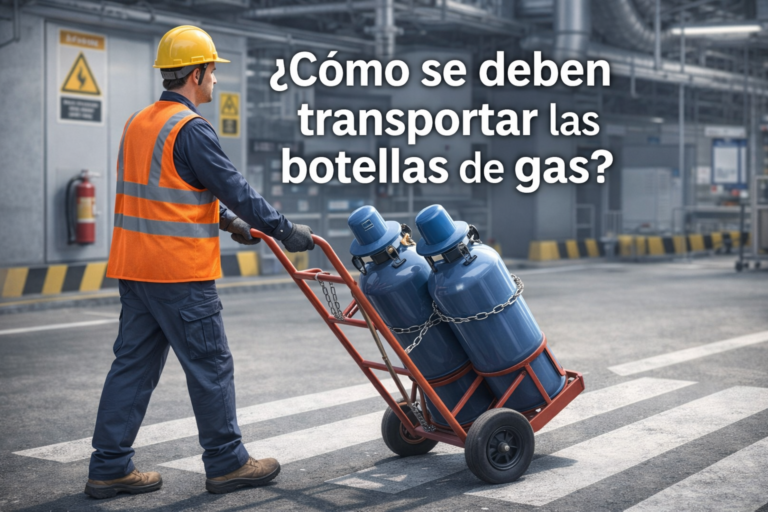 ¿Cómo se deben transportar las botellas de gas?