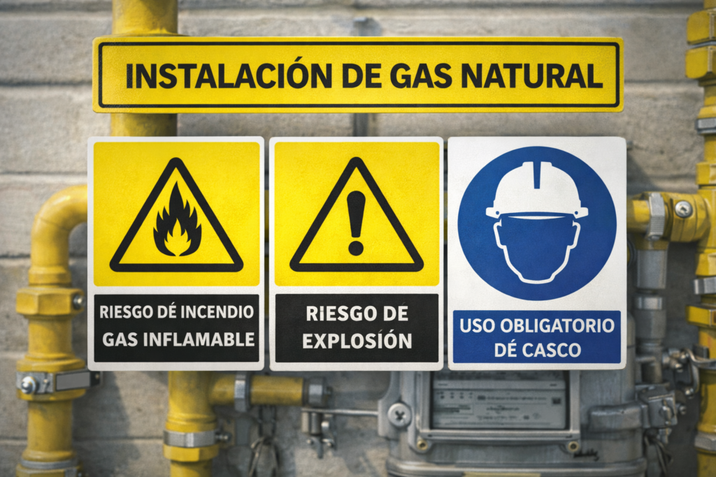 Riesgos en instalaciones de gas natural : Señalización de seguridad en instalaciones de gas natural​