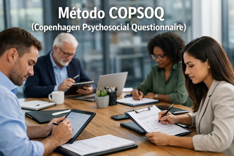 El Método COPSOQ (Copenhagen Psychosocial Questionnaire) es un instrumento internacional de referencia diseñado para la evaluación y prevención de riesgos psicosociales en el entorno laboral. Su objetivo principal no es evaluar al individuo, sino las características de la organización del trabajo que pueden afectar la salud de los trabajadores. La versión española se conoce como CoPsoQ-istas21 (o PSQ CAT21), adaptada por el Instituto Sindical de Trabajo, Ambiente y Salud (ISTAS). Actualmente se utiliza la versión 3, actualizada para reflejar los cambios en el mundo del trabajo moderno.