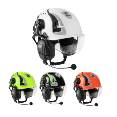 Casco de seguridad X-Armor con protección auditiva activa y visera transparente