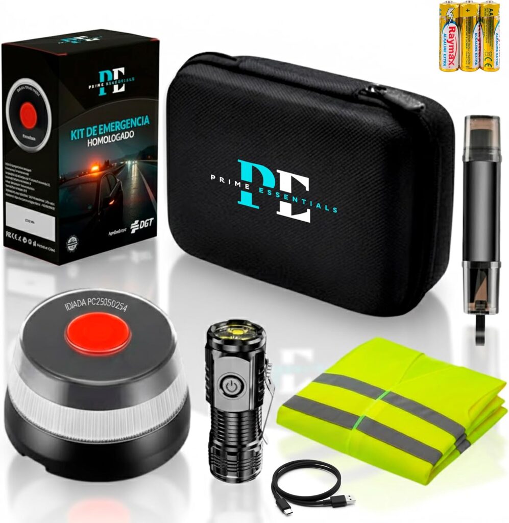 Baliza V16 homologada dgt con geolocalizador I Luz de emergencia V16 Homologado DGT 3.0 con geolocalización I Exigible a partir de 2026 I Kit de Emergencia Completo Para coche y moto