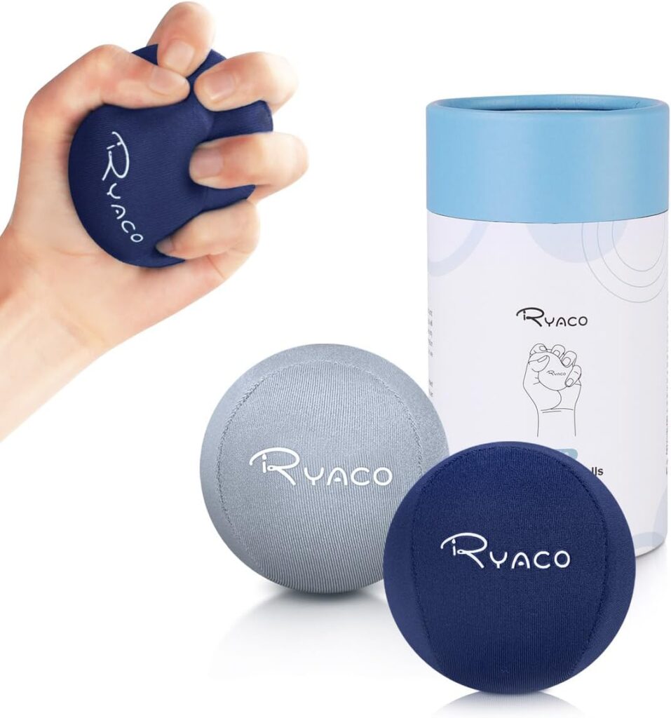 Ryaco Juego de 2 Bolas antiestrés de Gel para Ejercicios de Manos, Juego de 2 Bolas de Gel Blando y Duro para Adultos y niños - Alivio de la ansiedad