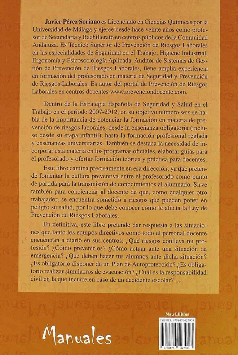 manual de prevencion docente riesgos prl sector enseñanza