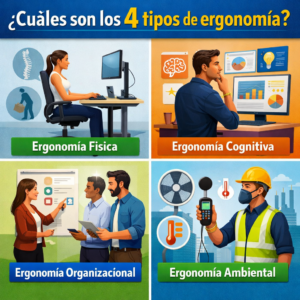 ¿Cuáles son los 4 tipos de ergonomía?