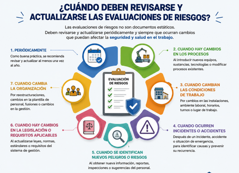 ¿Cuándo deben revisarse y actualizarse las evaluaciones de riesgos?