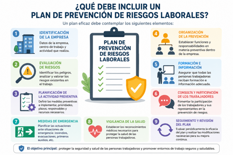¿Qué debe incluir un plan de prevención de riesgos laborales?
